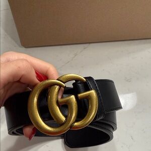 Rehab Luxurious Black Belt with Gold GG Buckle Damaged see 4th Picture